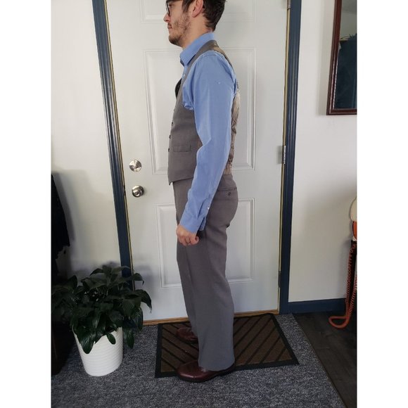 Gray Pinstripe Trousers and Vest Set - Picture 2 of 3